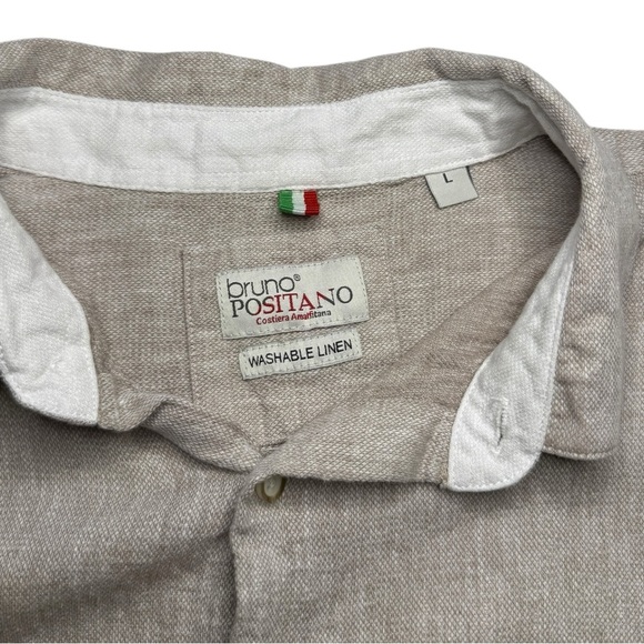 Bruno Positano Camp Shirt Men Large Washable Linen - Picture 4 of 4